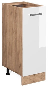 Livinity Apothekerschrank R-Line, 30 cm ohne Arbeitsplatte, Wei&szlig; Hochglanz/Goldkraft Eiche
