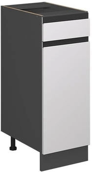 Livinity K&uuml;chenunterschrank R-Line, 30 cm J-Shape, ohne Arbeitsplatte, Wei&szlig;/Anthrazit