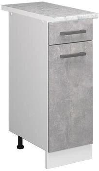 Livinity K&uuml;chenunterschrank R-Line, 30 cm mit Arbeitsplatte, Beton/Wei&szlig;