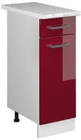 K&uuml;chenunterschrank R-line, Bordeaux Hochglanz, 30 Cm , Ap Marmor Vicco