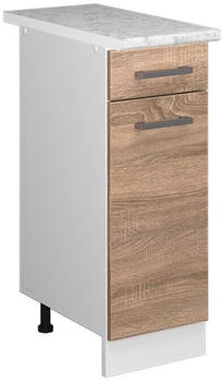 Livinity K&uuml;chenunterschrank R-Line, 30 cm mit Arbeitsplatte, Sonoma/Wei&szlig;
