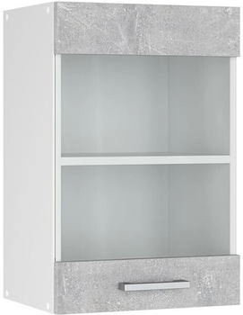 Livinity K&uuml;chenschrank Glas R-Line, 40 cm, Beton/Wei&szlig;