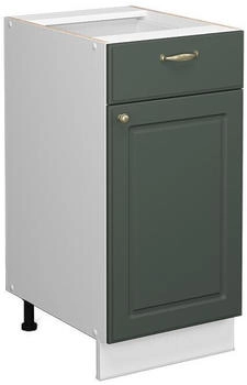 Livinity K&uuml;chenunterschrank Fame-Line, 40 cm ohne Arbeitsplatte, Gr&uuml;n-Gold Landhaus/Wei&szlig;
