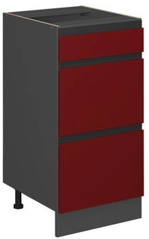 Livinity K&uuml;chenunterschrank R-Line, 40 cm J-Shape, mit Schubladen, ohne Arbeitsplatte, Rot/Anthrazit