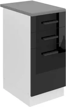 Belini Unterschrank Küche 40 cm Breite. SDSZ Küchenunterschrank mit Arbeitsplatte. Küchenschrank mit Schubladen, Schwarz Hochglanz