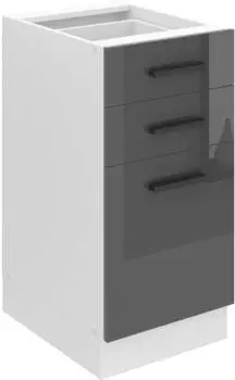 Belini Unterschrank Küche 40 cm Breite. SDSZ Küchenunterschrank ohne Arbeitsplatte. Küchenschrank mit Schubladen, Silber Hochglanz