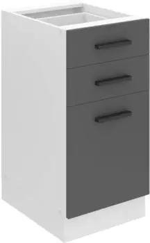 Belini Unterschrank Küche 40 cm Breite. SDSZ Küchenunterschrank ohne Arbeitsplatte. Küchenschrank mit Schubladen, Silber matt