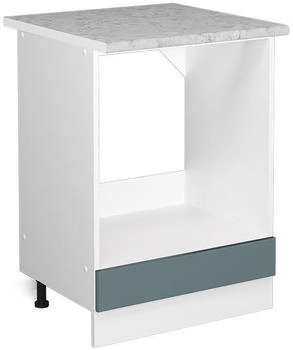 Livinity Herdumbauschrank R-Line, 60 cm mit Arbeitsplatte, Blau-Grau/Wei&szlig;