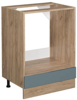 Livinity Herdumbauschrank R-Line, 60 cm ohne Arbeitsplatte, Blau-Grau/Goldkraft Eiche