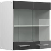 Vicco - K&uuml;chenglasschrank R-line, Anthrazit Hochglanz, 60 Cm