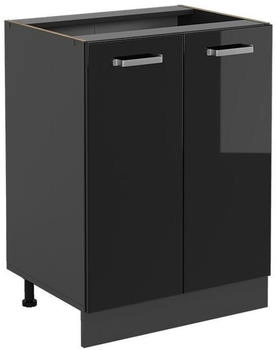 Livinity K&uuml;chenunterschrank R-Line, 60 cm ohne Arbeitsplatte, Schwarz Hochglanz/Anthrazit