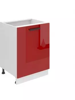 Belini Unterschrank K&uuml;che 60 cm Breite. SD K&uuml;chenunterschrank ohne Arbeitsplatte. K&uuml;chenschrank mit 1 T&uuml;r, Rot Hochglanz