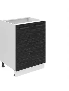 Belini Unterschrank Küche 60 cm Breite. SD2 Küchenunterschrank ohne Arbeitsplatte. Küchenschrank mit 2 Türen, Königliches Ebenholz