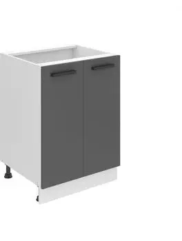 Belini Unterschrank Küche 60 cm Breite. SD2 Küchenunterschrank ohne Arbeitsplatte. Küchenschrank mit 2 Türen, Silber matt