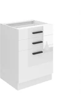 Belini Unterschrank K&uuml;che 60 cm Breite. SDSZ K&uuml;chenunterschrank ohne Arbeitsplatte. K&uuml;chenschrank mit Schubladen, Wei&szlig; Hochglanz