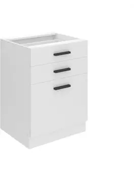 Belini Unterschrank Küche 60 cm Breite. SDSZ Küchenunterschrank ohne Arbeitsplatte. Küchenschrank mit Schubladen, Weiß matt