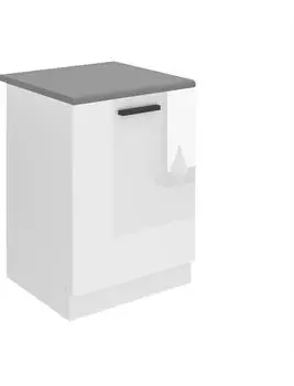 Belini Unterschrank Küche, Spülenunterschrank 60 cm Breite. SDZ Küchenunterschrank mit Arbeitsplatte. Spülenschrank mit 1 Tür, Weiß Hochglanz