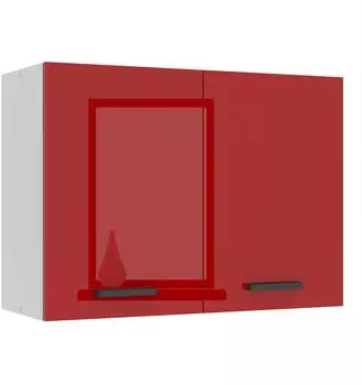 Belini Hängeschrank Küche SG. Breite 80 cm. Oberschrank mit 2 Türen Rot Hochglanz