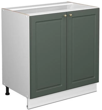 Livinity Sp&uuml;lenunterschrank Fame-Line, 80 cm mit Regal, ohne Arbeitsplatte, Gr&uuml;n-Gold Landhaus/Wei&szlig;