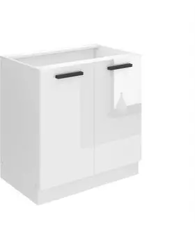 Belini Unterschrank Küche 80 cm Breite. SD Küchenunterschrank ohne Arbeitsplatte. Küchenschrank mit 2 Türen, Weiß Hochglanz