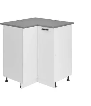 Belini Unterschrank Küche 90 cm Breite. SNP Küchenunterschrank mit Arbeitsplatte. Eckschrank Küche mit 1 Tür, Weiß matt
