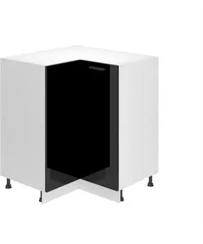 Belini Unterschrank Küche 90 cm Breite. SNP Küchenunterschrank ohne Arbeitsplatte. Eckschrank Küche mit 1 Tür, Schwarz Hochglanz