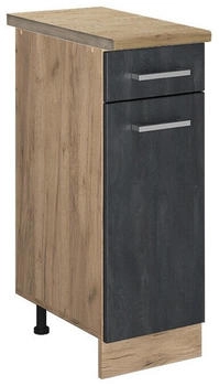 VICCO K&uuml;chenunterschrank, Schwarz, Eiche Wotan 30x81.6x60 cm (800000655760)