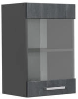 K&uuml;chenglasschrank R-line, Schwarz Beton, 40 Cm, Vicco