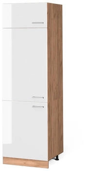 VICCO K&uuml;hlumbauschrank, Wei&szlig; Hochglanz, Eiche Wotan 60x206.8x57.2 cm (800000635008)