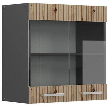 VICCO K&uuml;chenglasschrank, Eiche Artisan, Anthrazit 60x60x31 cm (800000872998)