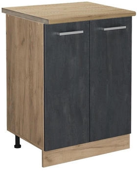 VICCO K&uuml;chenunterschrank, Schwarz, Eiche Wotan Quadratisch, 60x81.6x60 cm (800000655763)