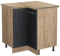 Vicco - Eckunterschrank R-line, Schwarz Beton, 75.6 Cm Ap Eiche