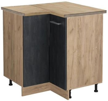 VICCO Eckunterschrank, Schwarz, Eiche Wotan L-Form, 75.6x81.6x60 cm (800000655033)