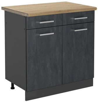 VICCO K&uuml;chenunterschrank, Schwarz, Anthrazit 80x81.6x60 cm (800000662427)
