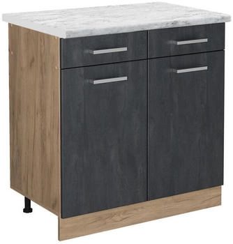 VICCO K&uuml;chenunterschrank, Schwarz, Eiche Wotan 80x81.6x60 cm (800000655039)
