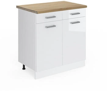 VICCO K&uuml;chenunterschrank, Wei&szlig; Hochglanz, Wei&szlig; 80x81.6x60 cm (800000828481)