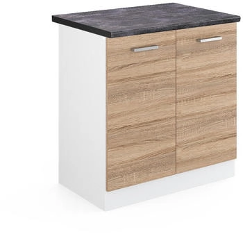 VICCO Sp&uuml;lenunterschrank, Sonoma Eiche, Wei&szlig; 80x81.6x60 cm (800000828961)