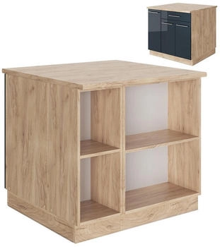 VICCO K&uuml;cheninsel, Dunkelblau, Eiche Wotan 90x82x60 cm (800000832074)