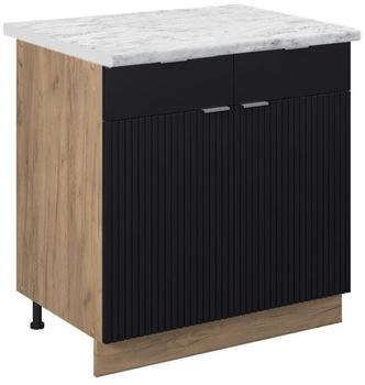 VICCO K&uuml;chenunterschrank, Schwarz, Eiche Wotan 80x82x60 cm (800000873042)