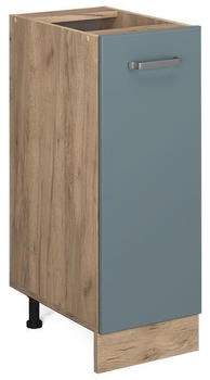 Livinity Apothekerschrank R-Line, 30 cm ohne Arbeitsplatte, Blau-Grau/Goldkraft Eiche