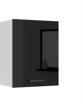 Belini Hängeschrank Küche SG. Breite 45 cm. Oberschrank mit 1 Tür Schwarz Hochglanz