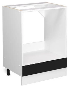 Livinity Herdumbauschrank R-Line, 60 cm ohne Arbeitsplatte, Schwarz Hochglanz/Wei&szlig;