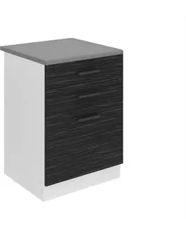 Belini Unterschrank Küche 60 cm Breite. SDSZ Küchenunterschrank mit Arbeitsplatte. Küchenschrank mit Schubladen, Königliches Ebenholz