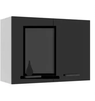 Belini Hängeschrank Küche SG. Breite 80 cm. Oberschrank mit 2 Türen Schwarz Hochglanz
