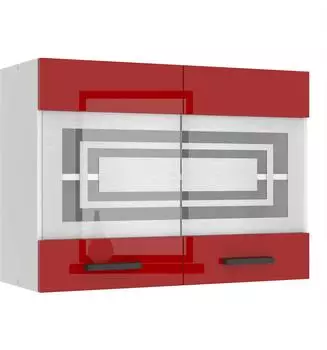 Belini Hängeschrank Küche SGW. Breite 80 cm. Oberschrank mit 2 Türen Rot Hochglanz
