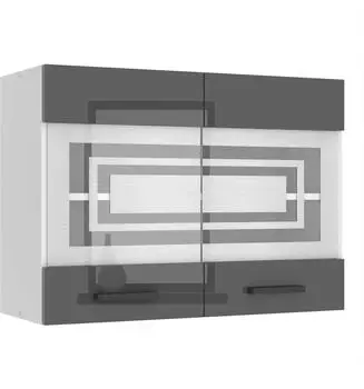 Belini Hängeschrank Küche SGW. Breite 80 cm. Oberschrank mit 2 Türen Silber Hochglanz