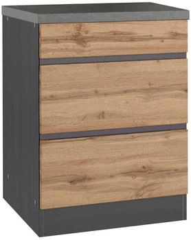 Held Küchenunterschrank Graphit Eiche Wotan 1 Fächer 3 Schubladen 60x86x60 cm