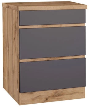 Held Kochfeldumbauschrank Grau Eiche Wotan 2 Schubladen 60x86x60 cm