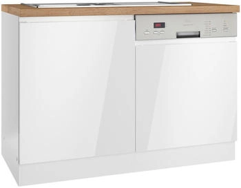 Held Spülenunterschrank Weiß Eiche Wotan Weiß Hochglanz einzeln stellbar 120x86x60 cm