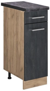 VICCO K&uuml;chenunterschrank, Schwarz, Eiche Wotan 30x81.6x60 cm (800000655761)